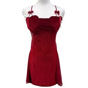 Red Velvet Lace Slip Lingerie Dress 2XL Romantic Valentine Heart Bust Sexy NEW
